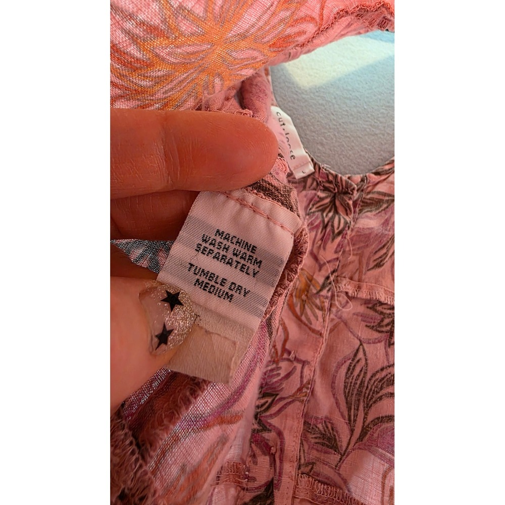 Cut Loose Womens Pink Floral 100% Linen Sleeveless V-Neck Midi Dress Large USA - Picture 10 of 13